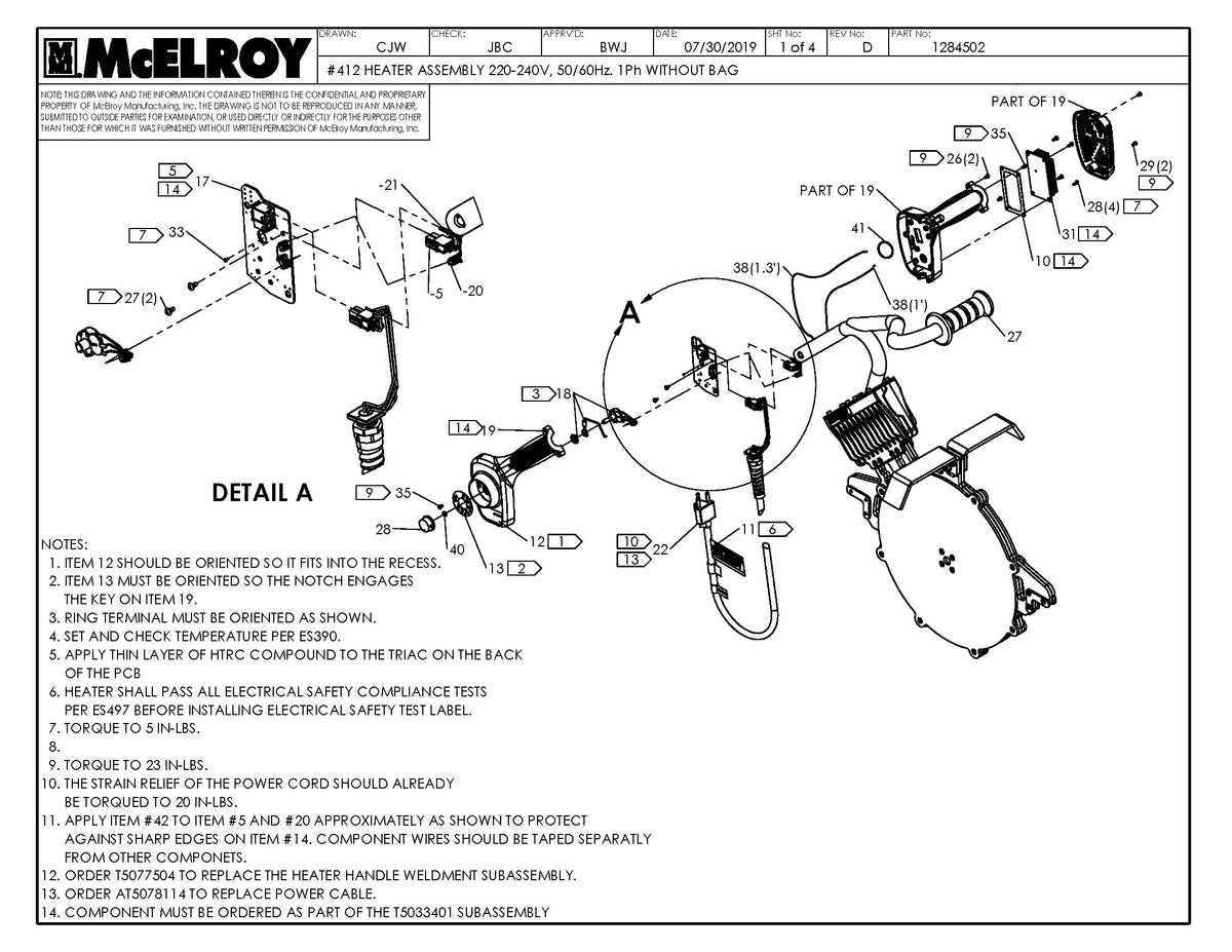 12 220-240 HEATER ASSY W/O BAG