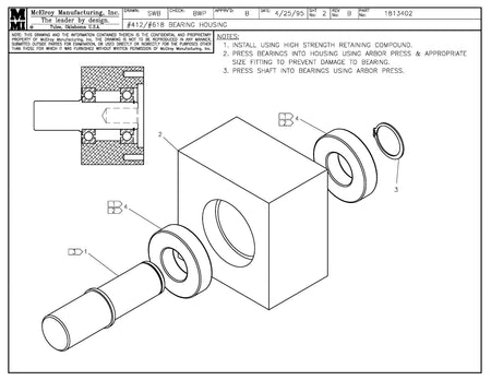 McElroy Part 1813402 - 12/18 BEARING HOUSING ASSY for sale