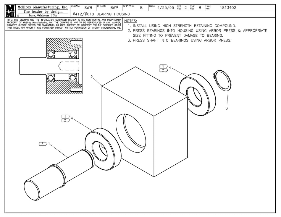 McElroy Part 1813402 - 12/18 BEARING HOUSING ASSY for sale