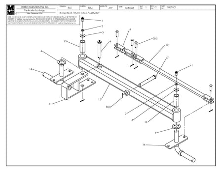 McElroy Part 1869601 - 12/18 FRONT AXLE ASSY for sale