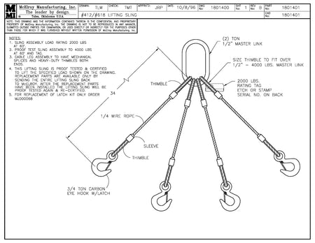 McElroy Part 1801401 - 12/18 LIFTING SLING for sale