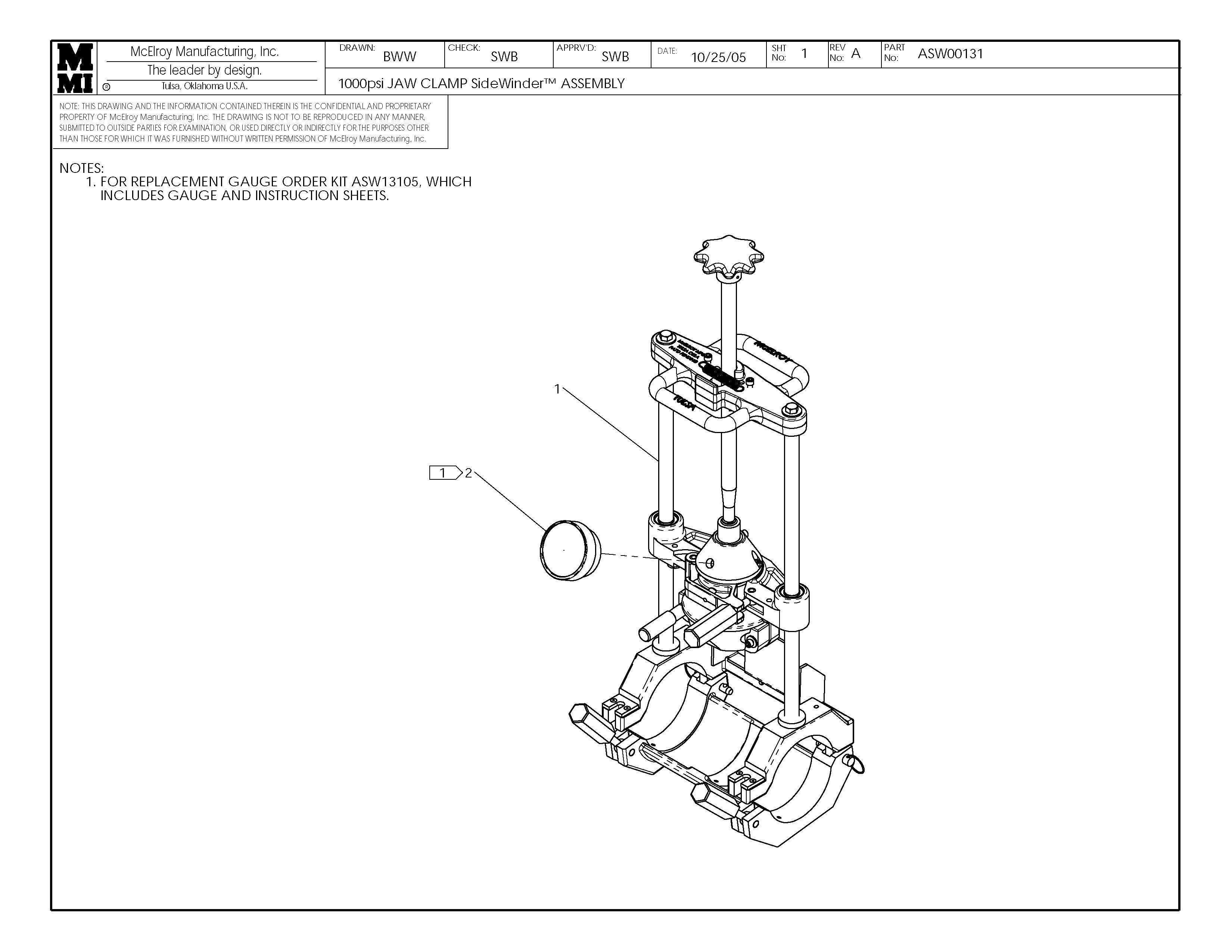 ASW00131 - 1000Psi Jaw Clamp Sw Assembly