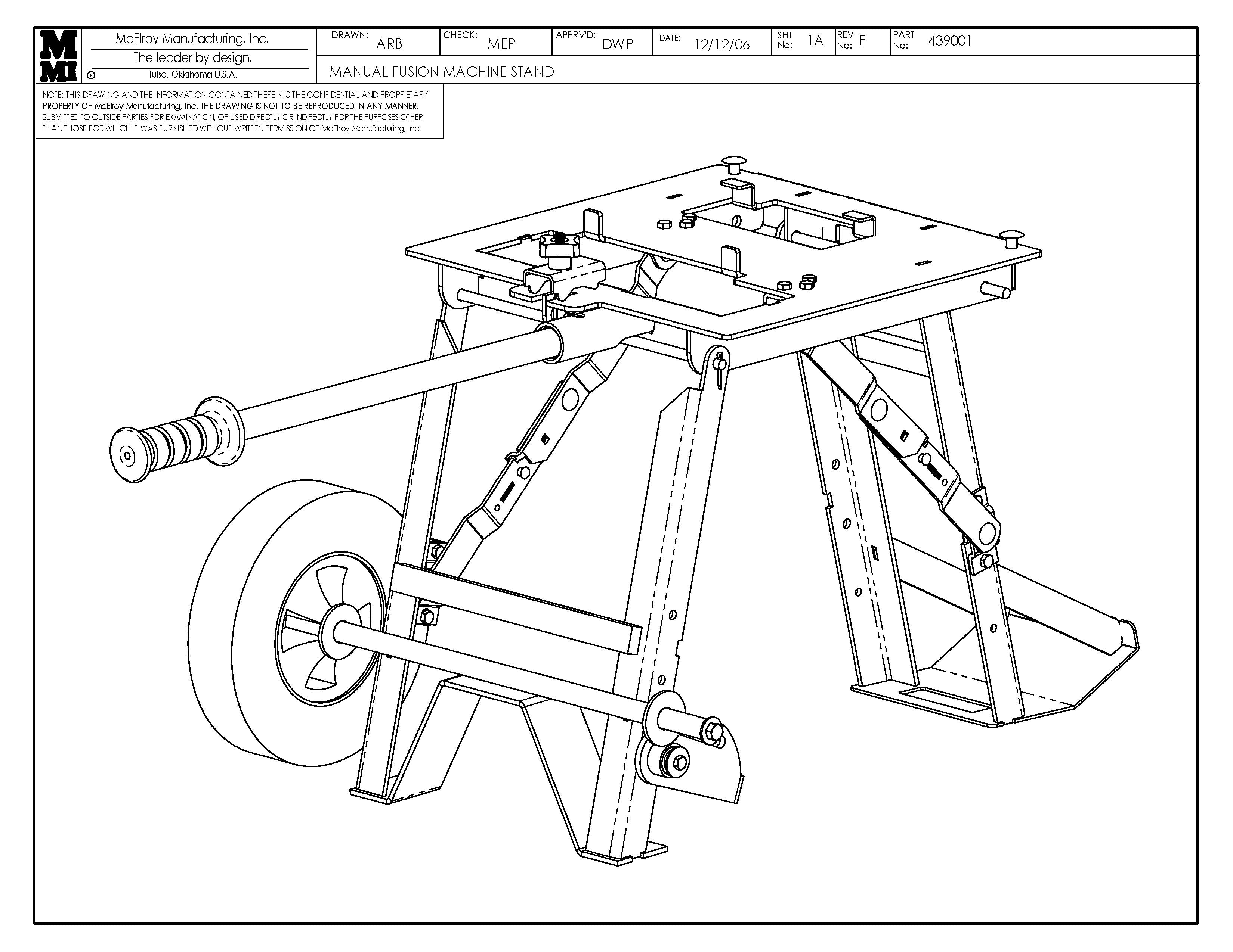 McElroy Part 439001 - MANUAL F/M STAND for sale