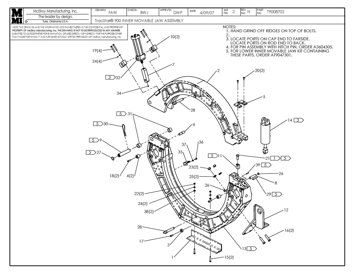 T9008702 - T900 Inner Movable Jaw Assembly