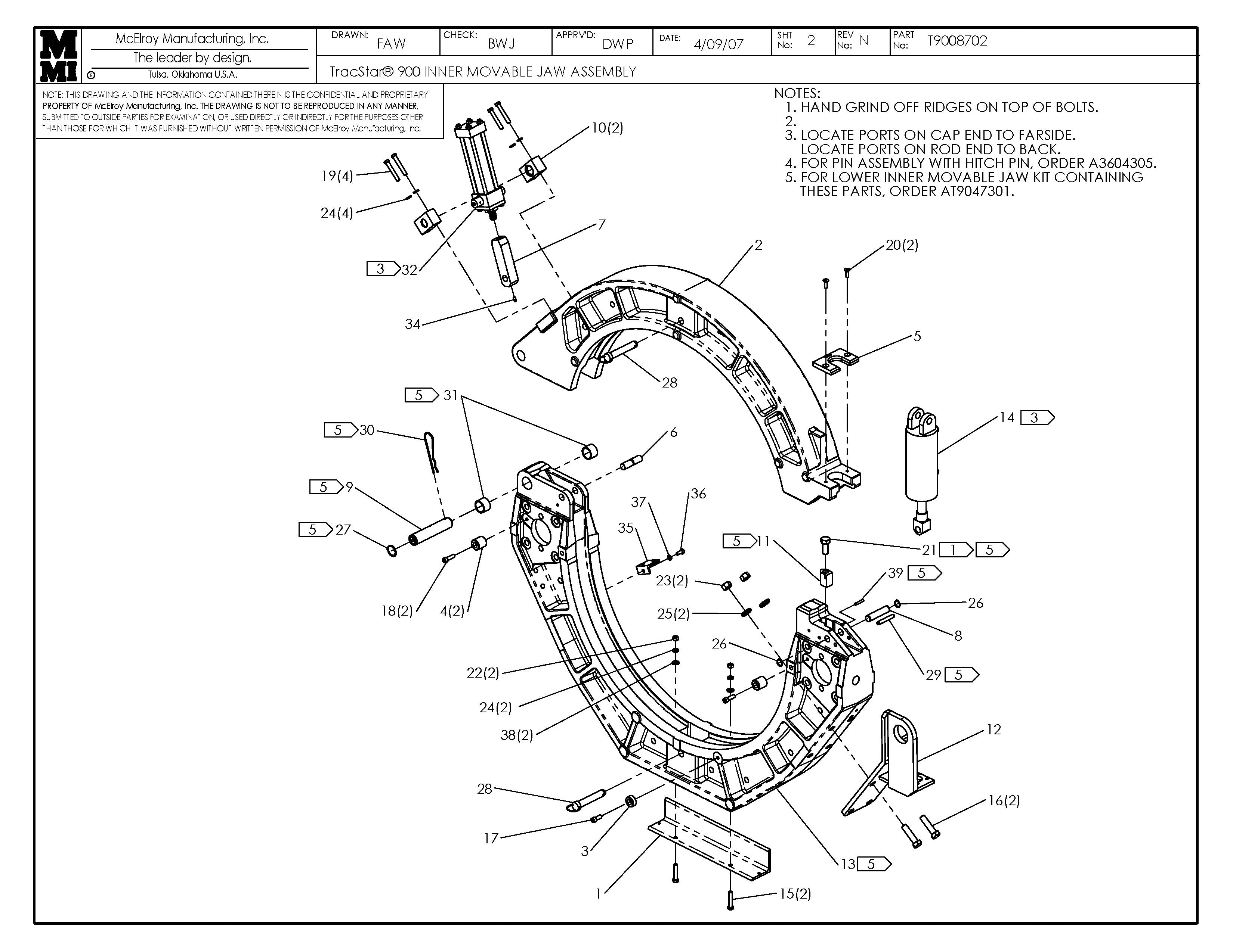 T9008702 - T900 Inner Movable Jaw Assembly