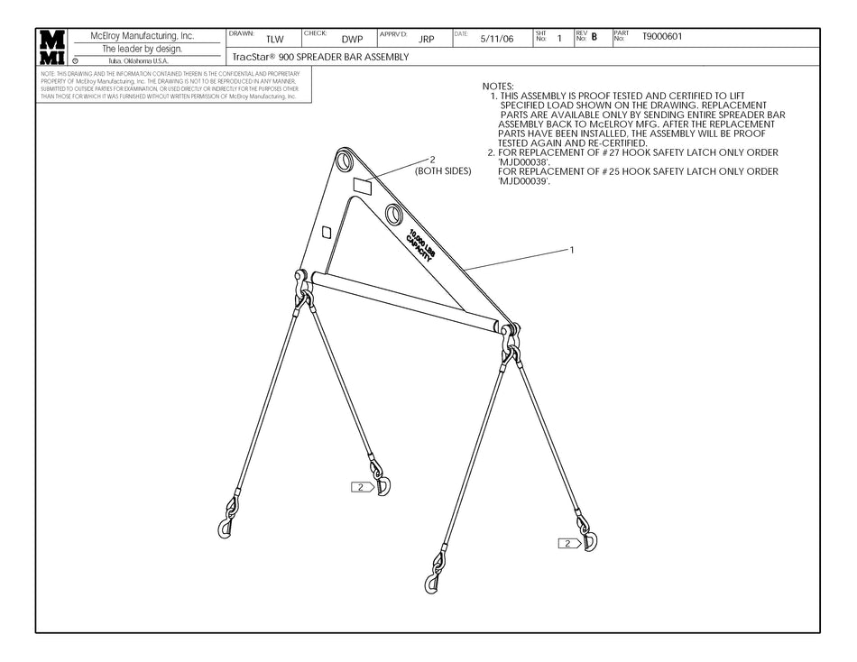 T9000601 - T900 Spreader Bar Assembly