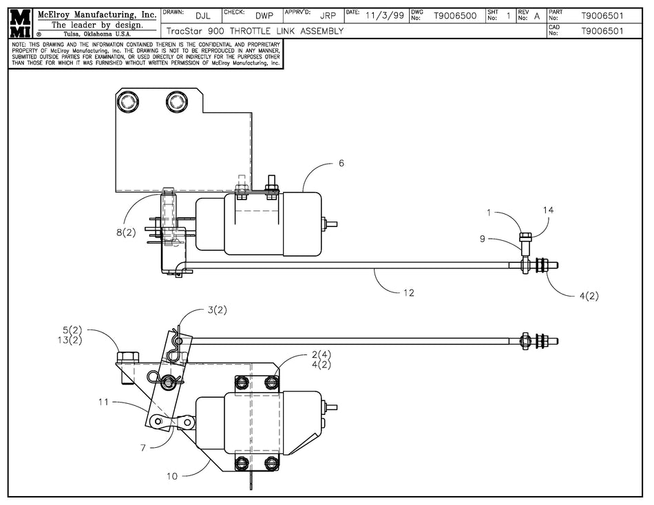 T9006501 - T900 Throttle Link Assembly