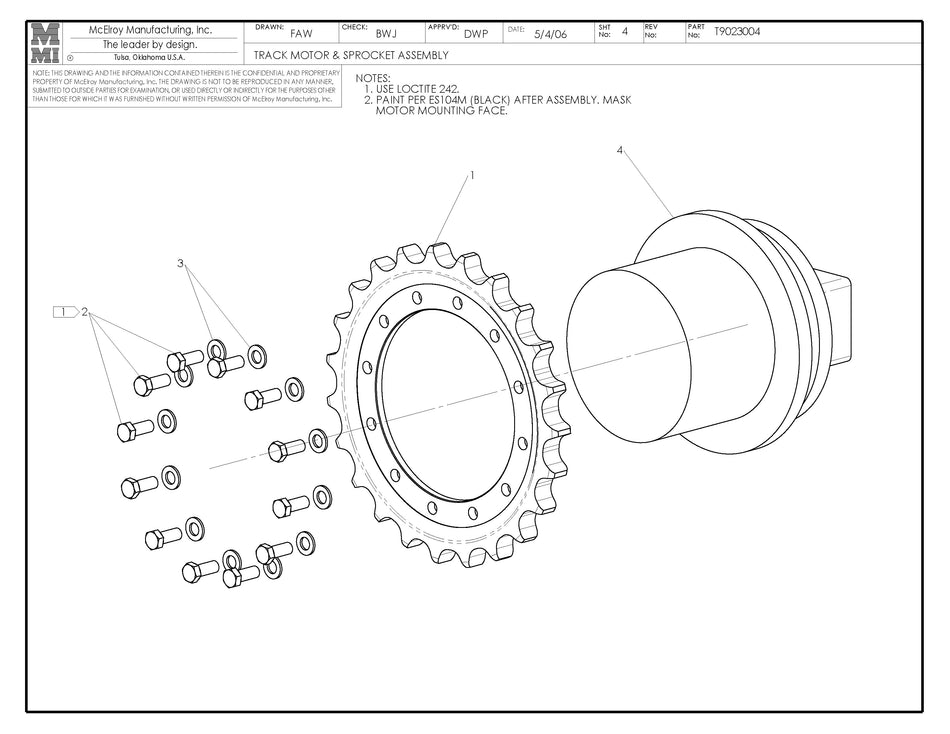 T9023004 - Track Motor & Sprocket Assembly