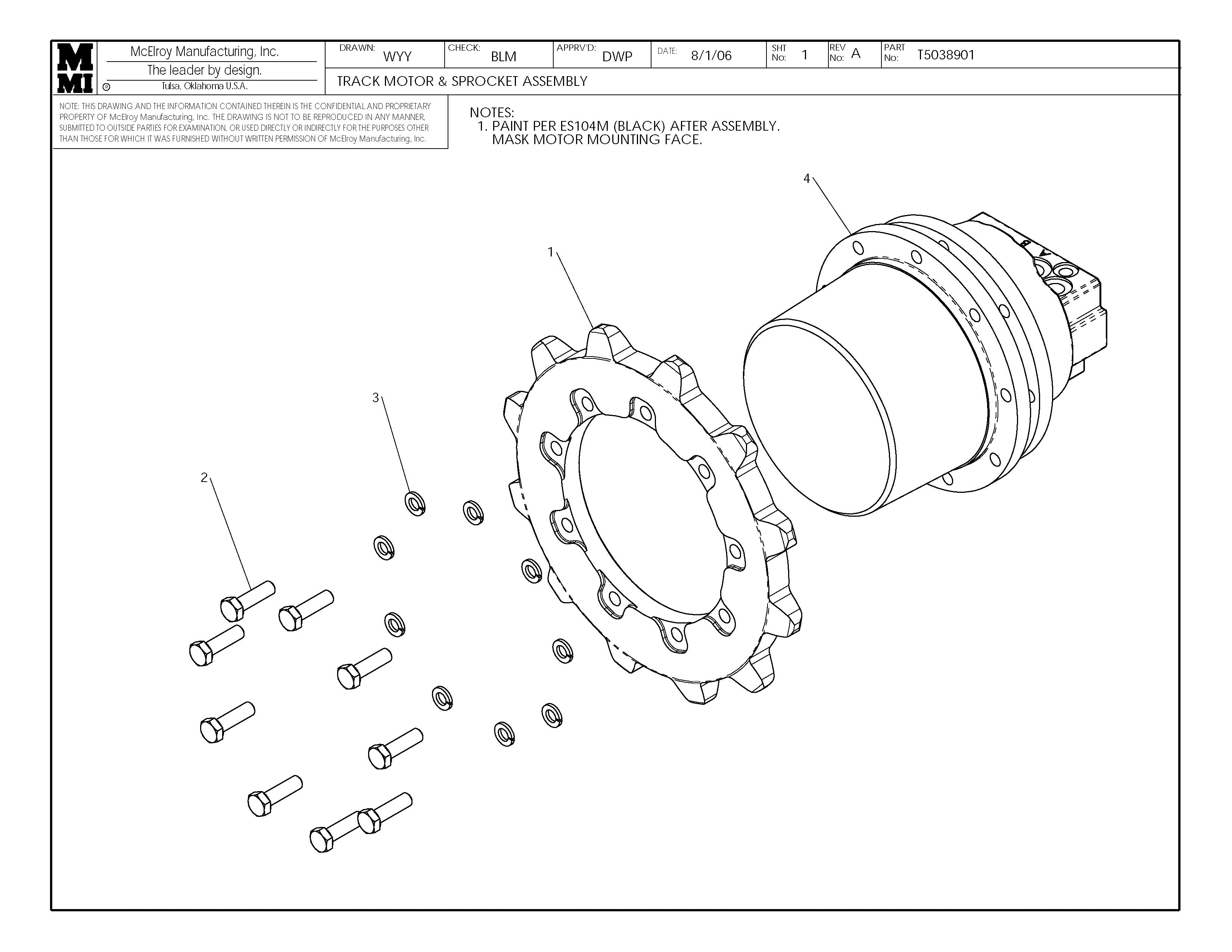 T5038901 - Track Motor & Sprocket Assembly