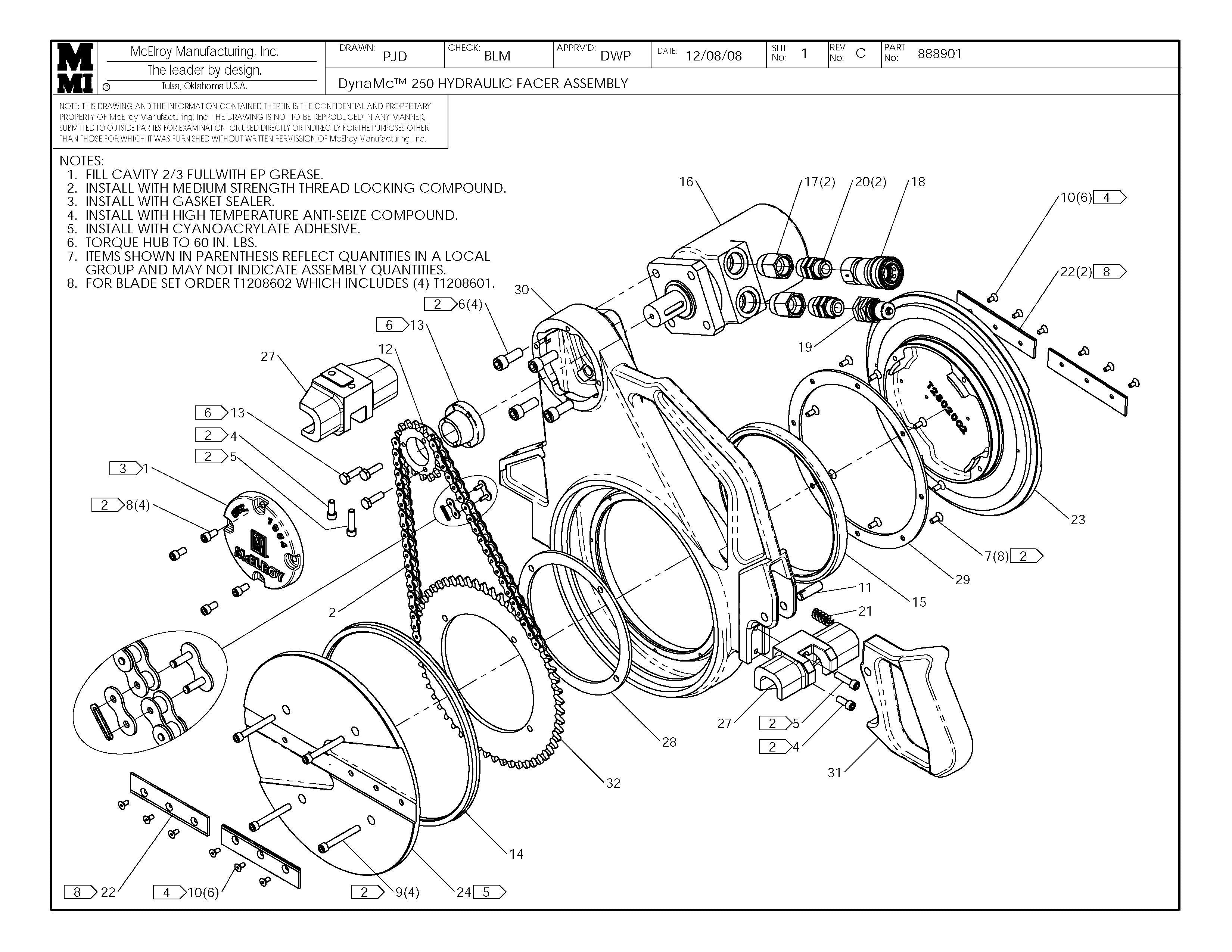 McElroy Part 888901 - DYNAMC 250 HYD FACER ASSY for sale