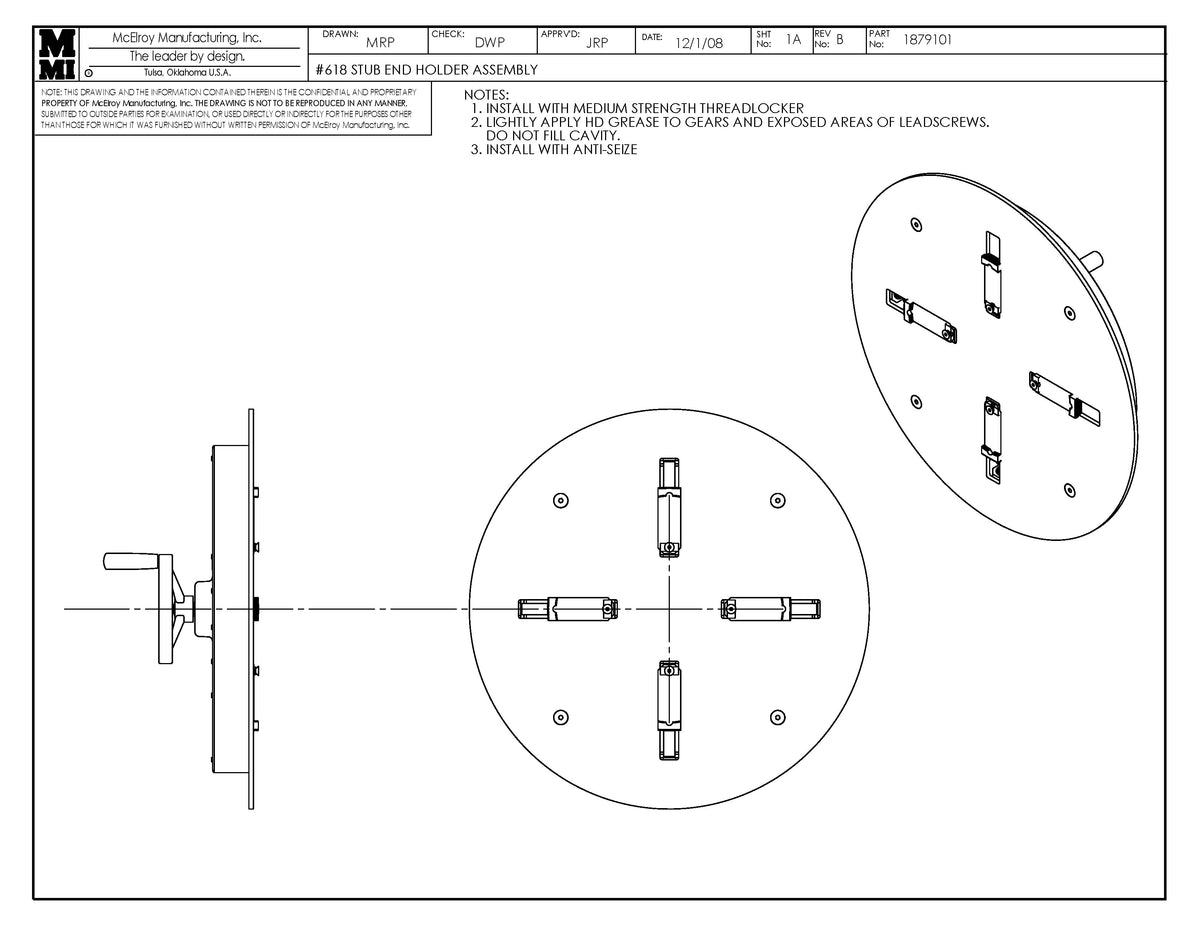 McElroy Part 1879101 - 618 STUB END HOLDER ASSY for sale