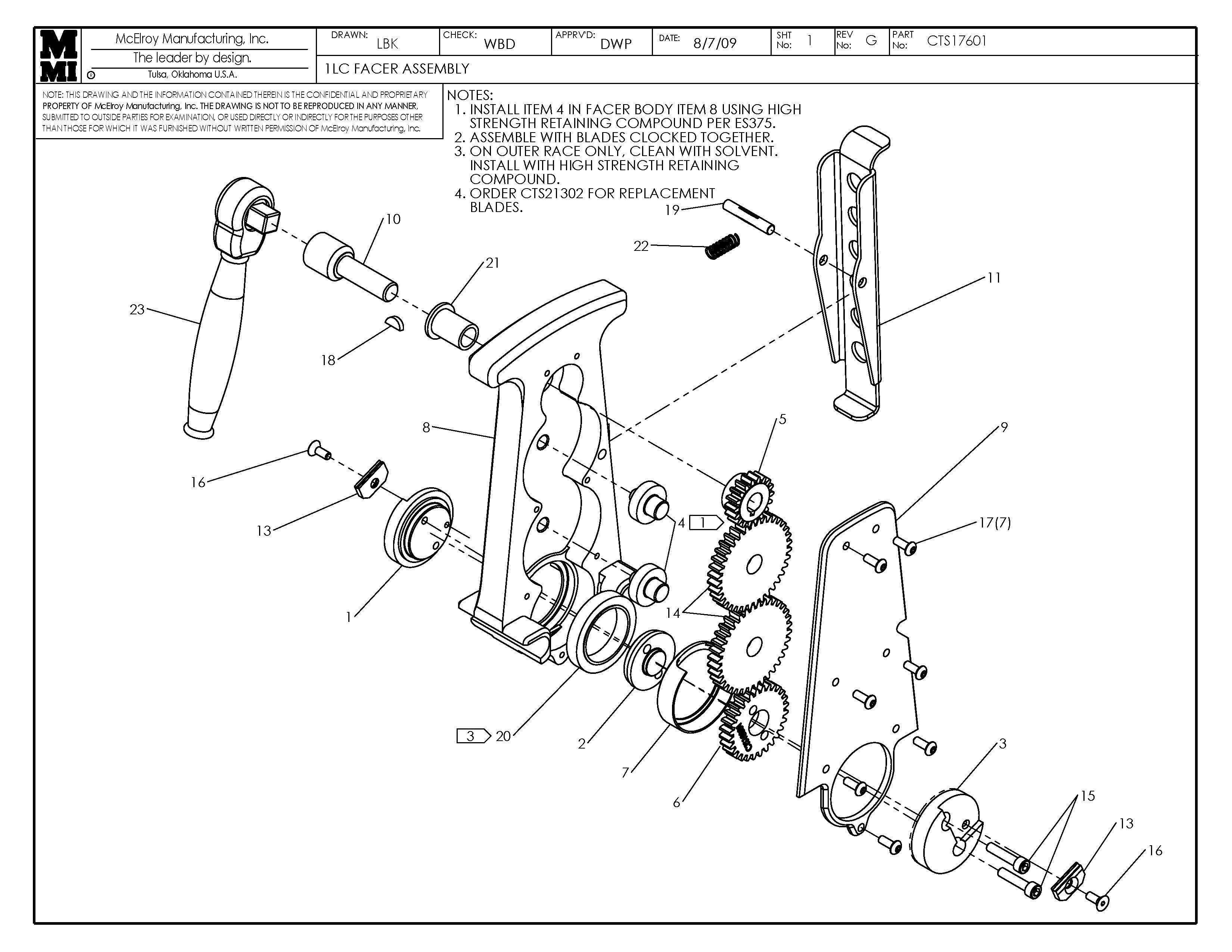 CTS17601 - 1Lc Facer Assembly