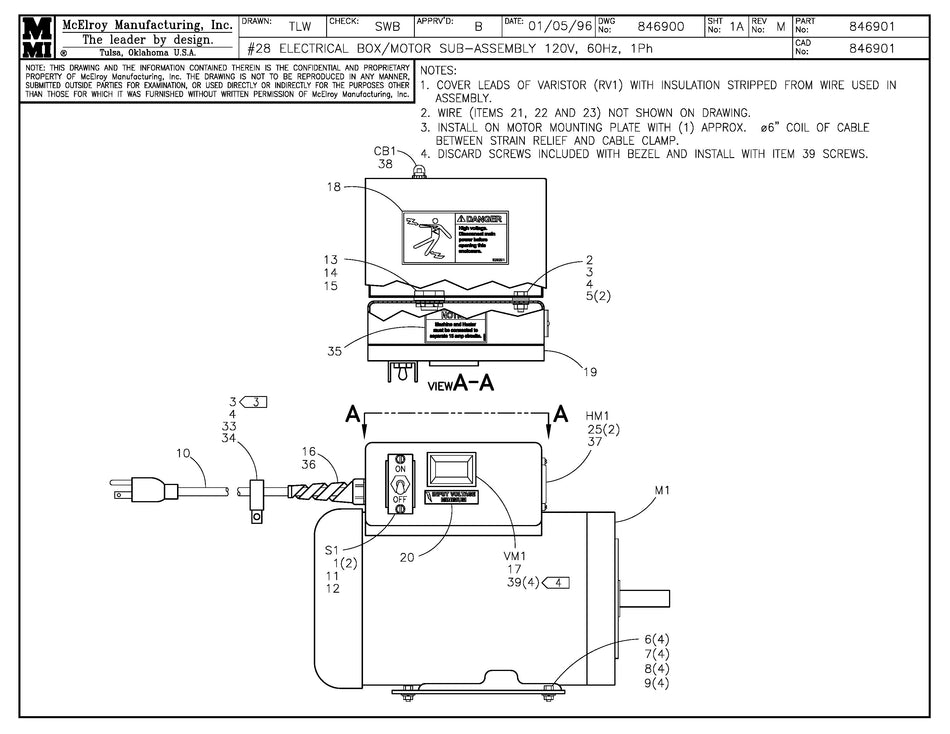 McElroy Part 846901 - 8 120,60,1 BOX/MTR SUB-ASSY for sale