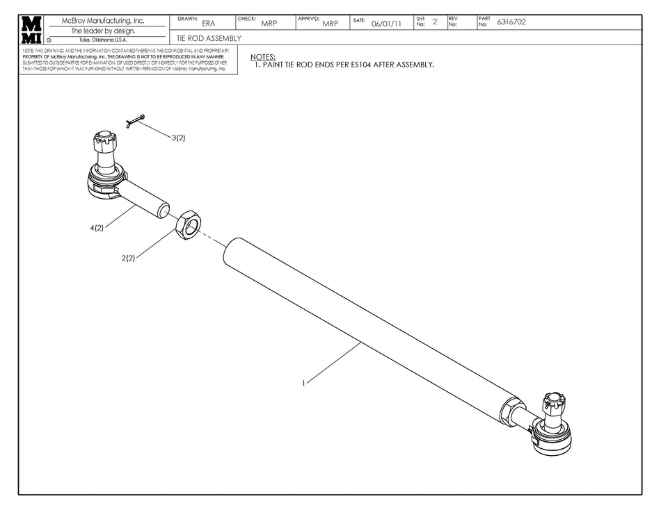 McElroy Part 6316702 - TIE ROD ASSY for sale