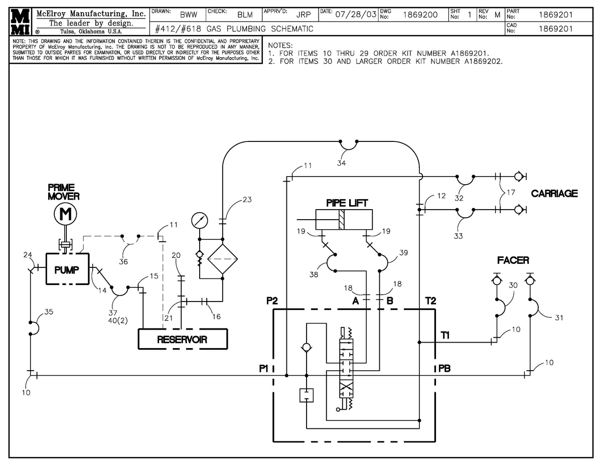 McElroy Part 1869201 - 12/18 GAS PLB SCHEM for sale