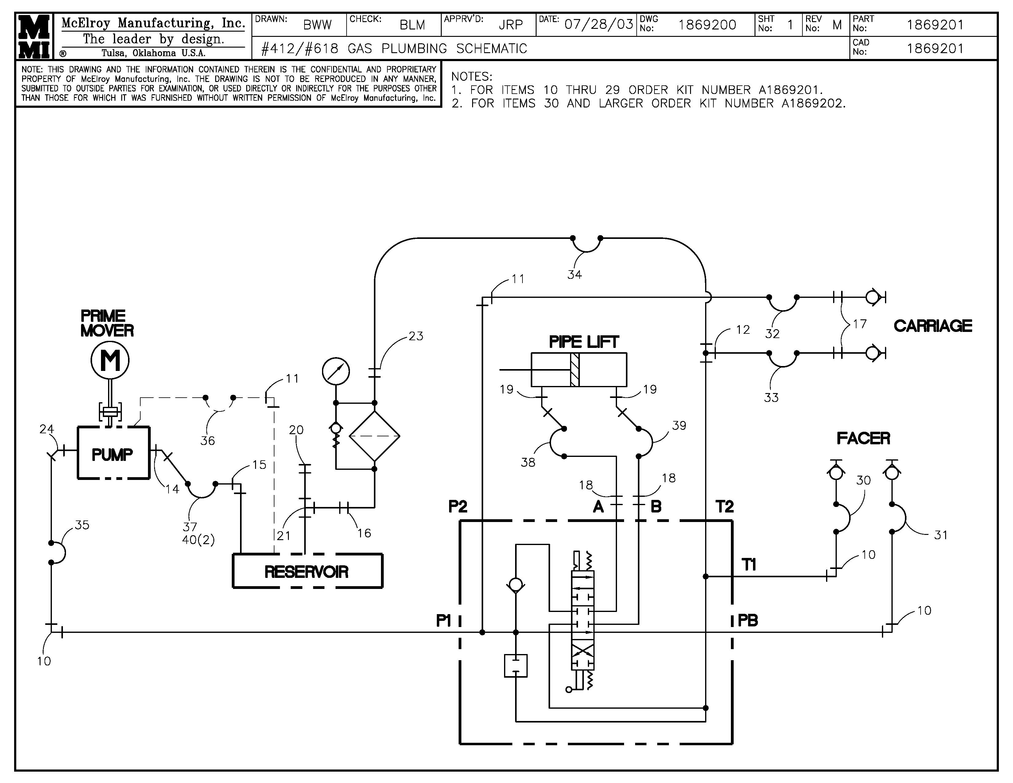 McElroy Part 1869201 - 12/18 GAS PLB SCHEM for sale