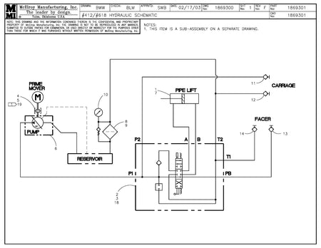 McElroy Part 1869301 - 12/18 HYD SCHEM for sale