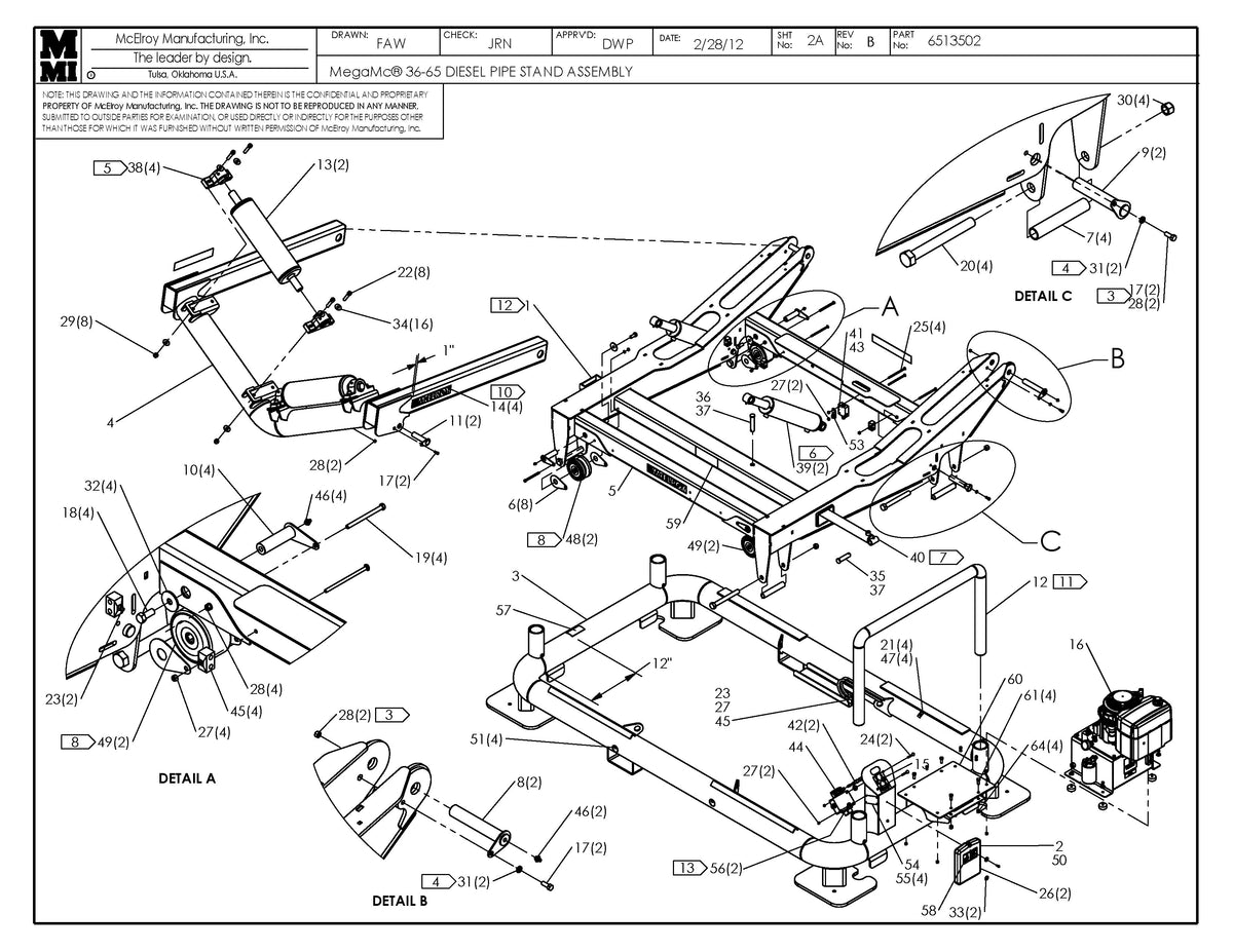 6513502 - mmc 36-65 Diesel Pipe Stnd Assembly