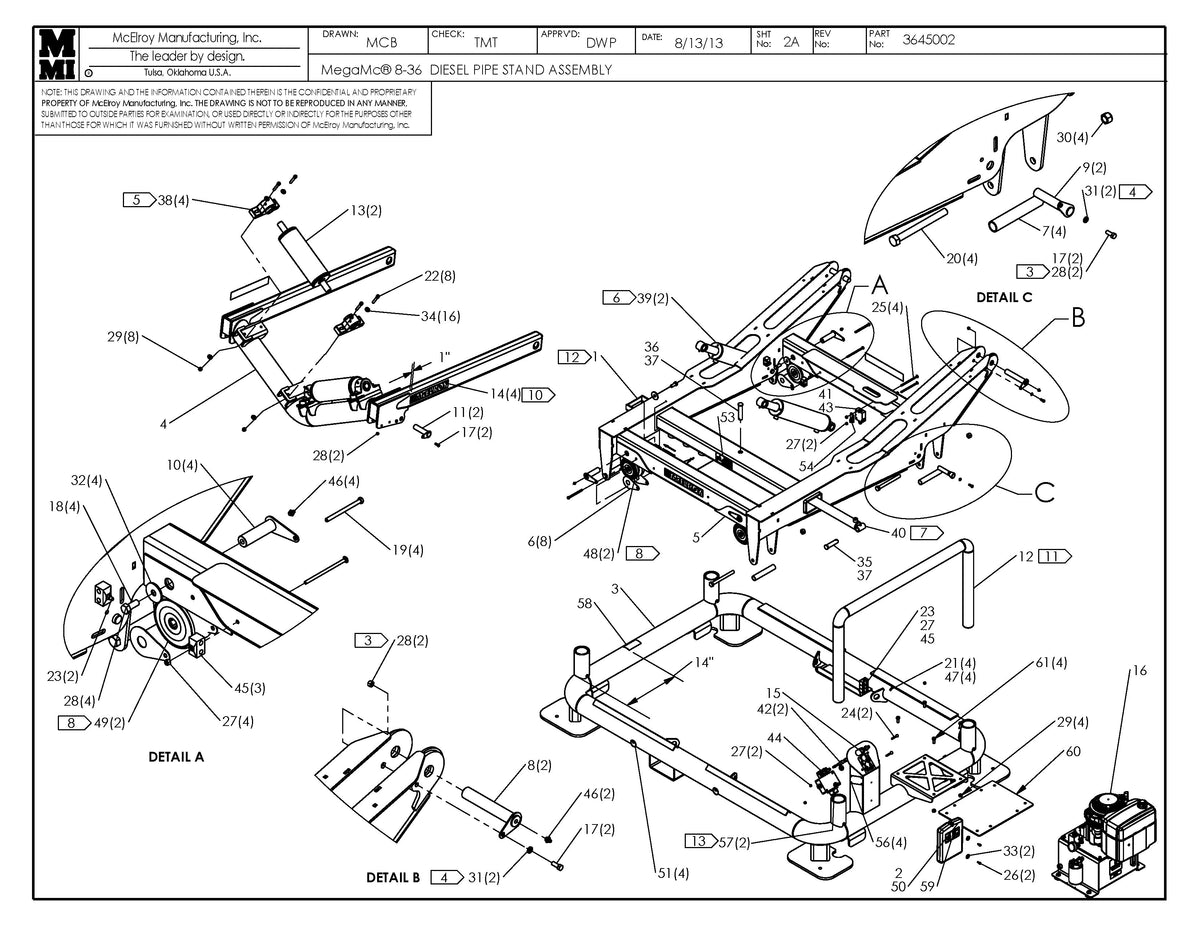 3645002 - Megamc Diesel 8-36 P Stnd Assembly