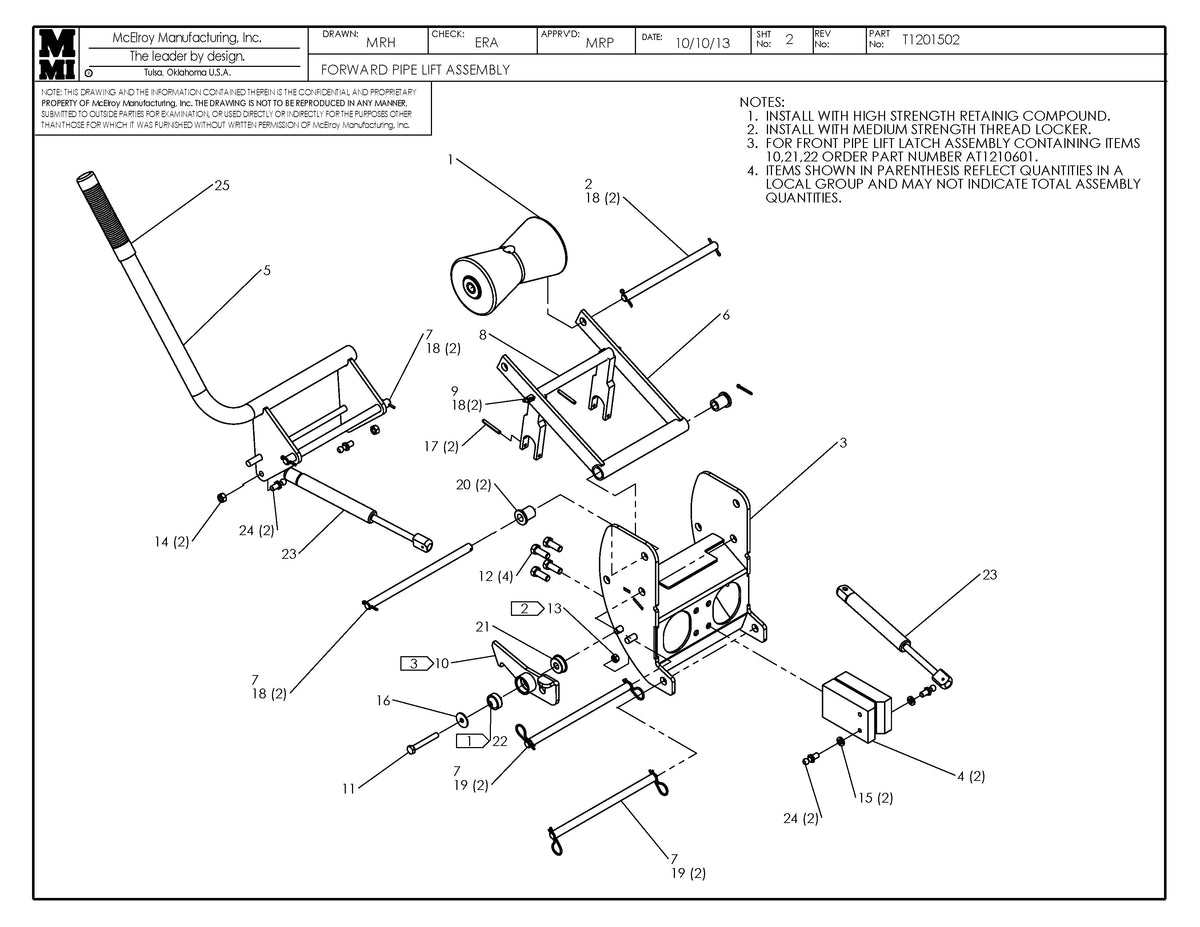 Forward Pipe Lift Assembly