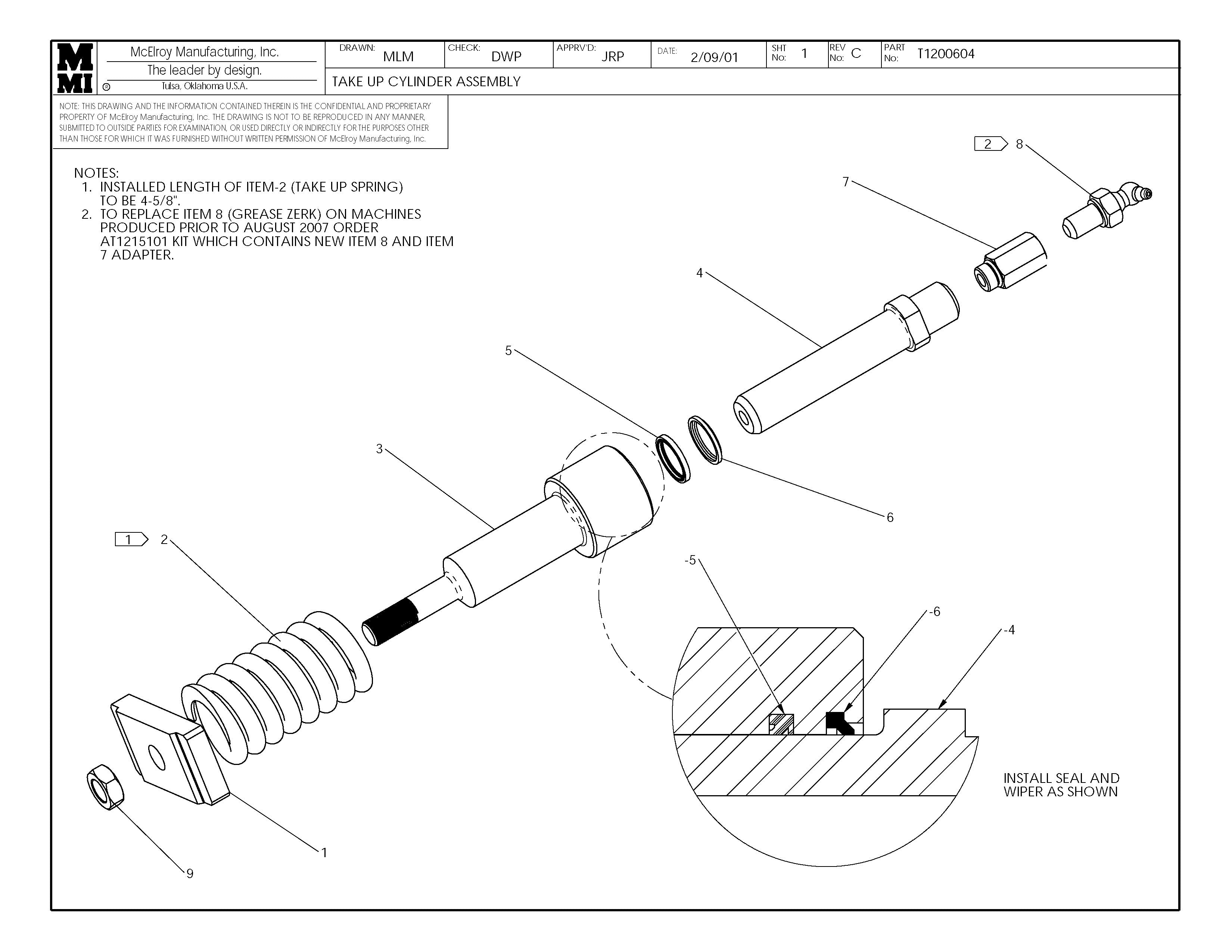 T1200604 - Take Up Cylinder Assembly