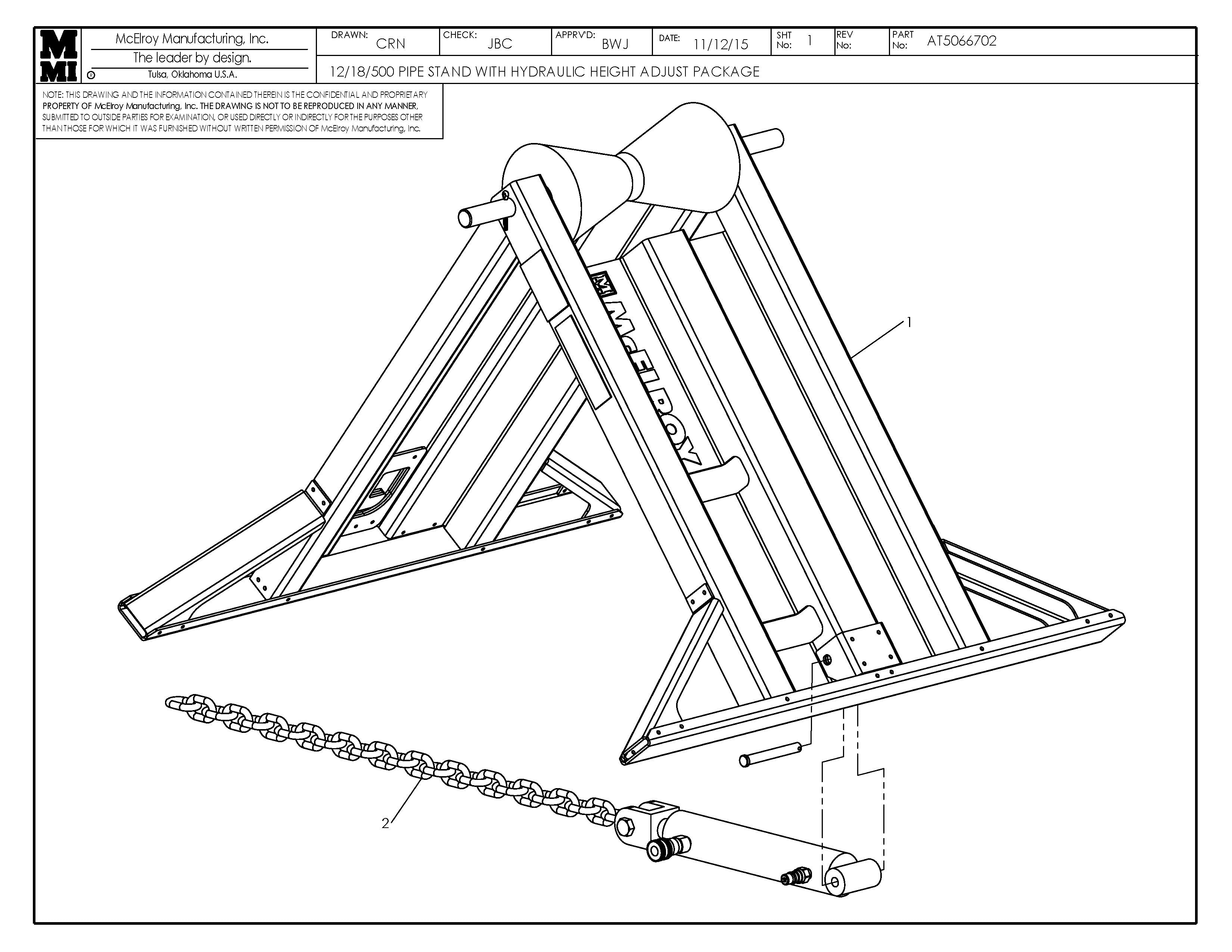 AT5066702 - 12/18/500 Pipe Stand W/Hh Adj Package