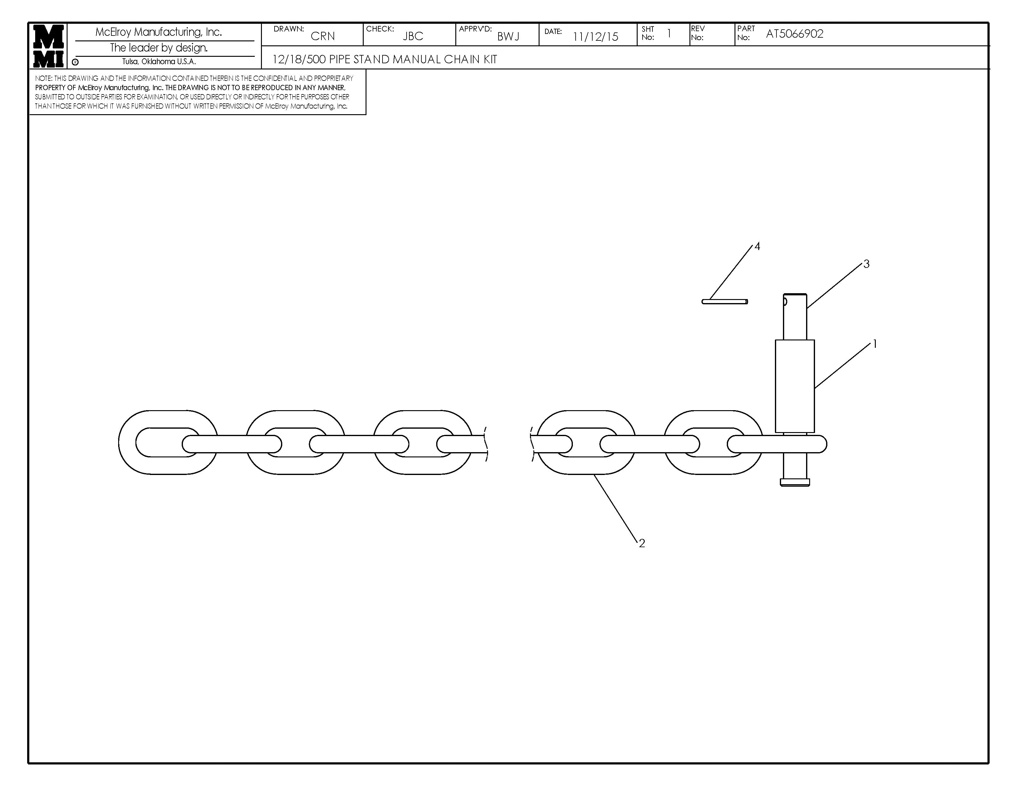 AT5066902 - 12/18/500 Pipe Stand Manual Chain Kit