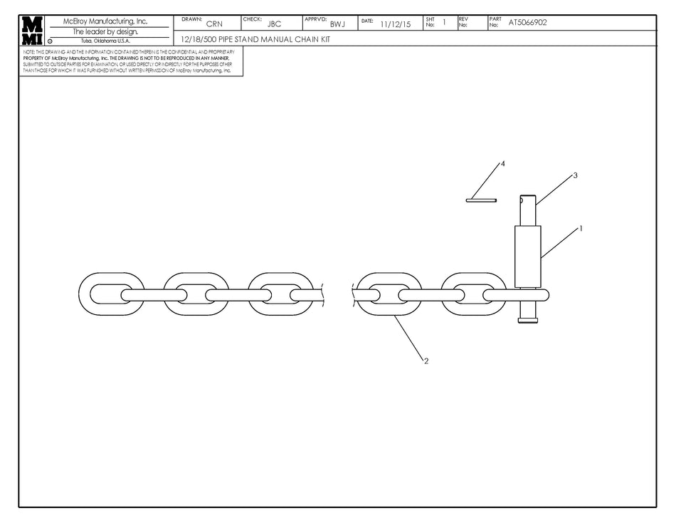 AT5066902 - 12/18/500 Pipe Stand Manual Chain Kit