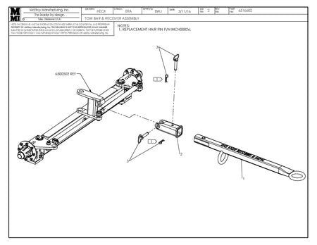 McElroy Part 6516602 - TOW BAR & RECEIVER ASSY for sale