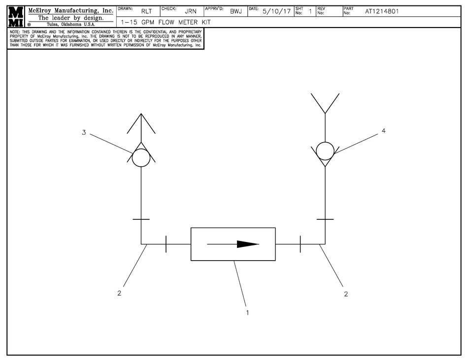 McElroy Part AT1214801 - 1-15 GPM FLOW METER KIT For Sale