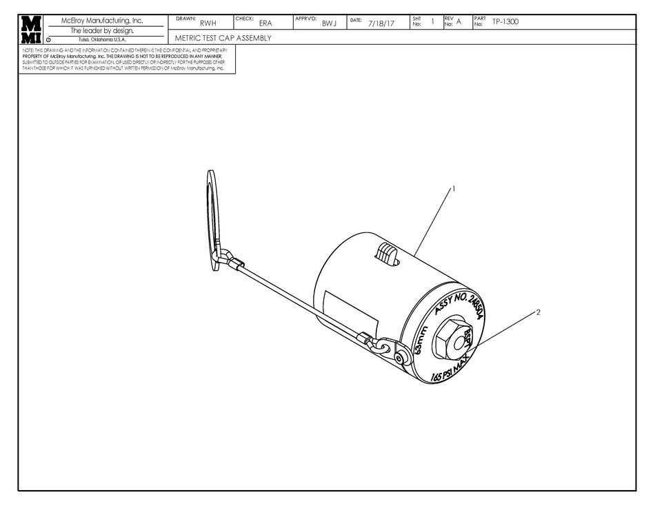 TP-1302 - 40mm Test Cap Assembly