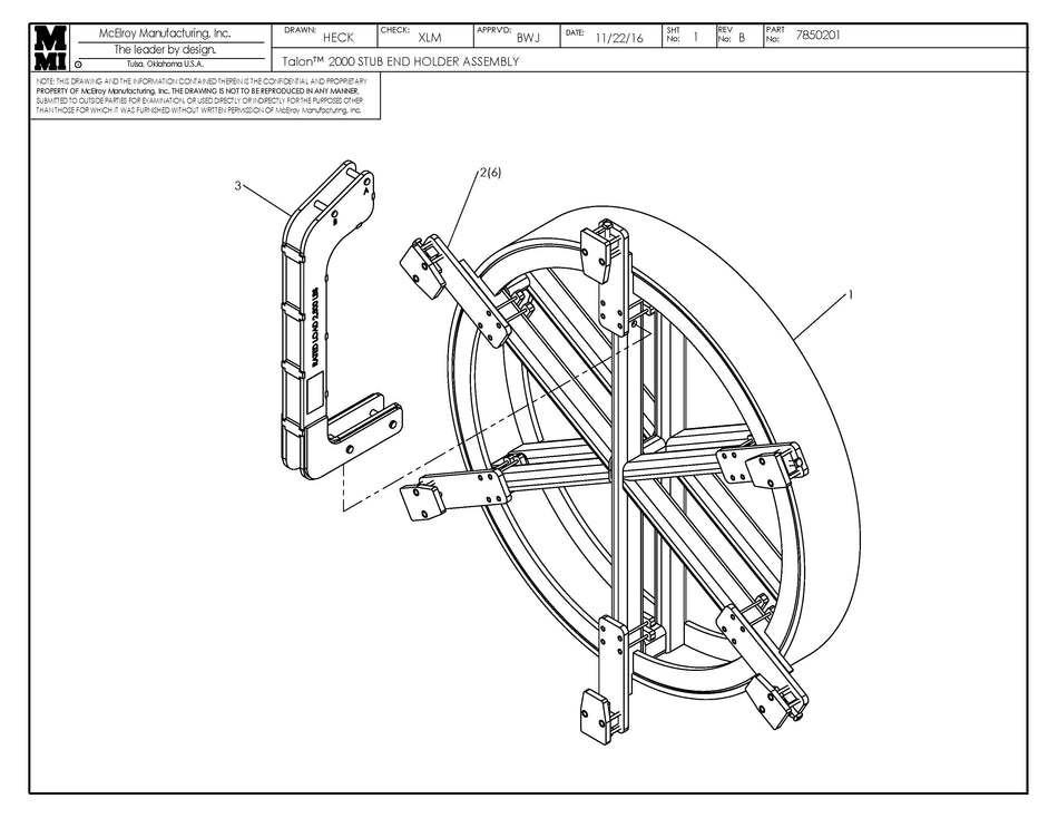 McElroy Part 7850201 - TALON 2000 STUB END HOLDER ASY for sale