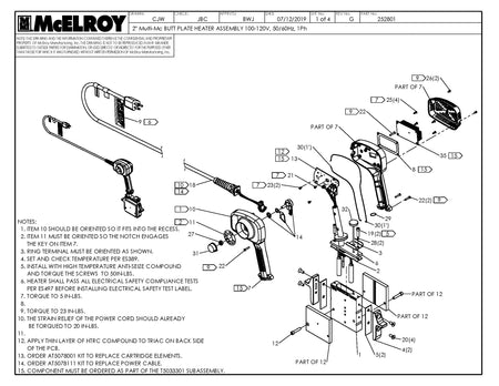 McElroy Part 252801 - 2MLMC BP 100-120,50/60 HTR ASY for sale