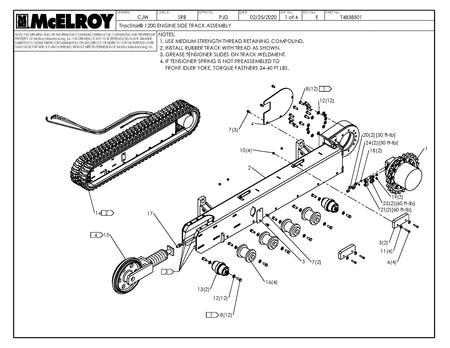 McElroy Part T4838501 - T1200 ENGINE SIDE TRACK ASSY for sale