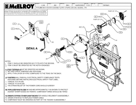 McElroy Part T5078601 - PB500II 6"-12DIPS 240 HTR ASSY For Sale